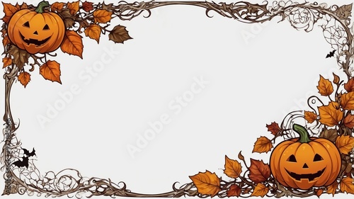 Autumn frame halloween, background, cartoon style