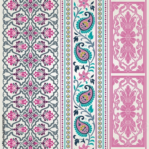 wedding card design, traditional paisley floral pattern , royal India 