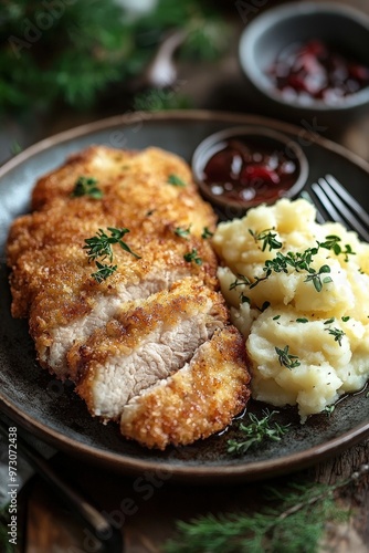 Kotlet Schabowy - Breaded and fried pork cutlet, similar to a schnitzel, often served with mashed potatoes and sauerkraut.