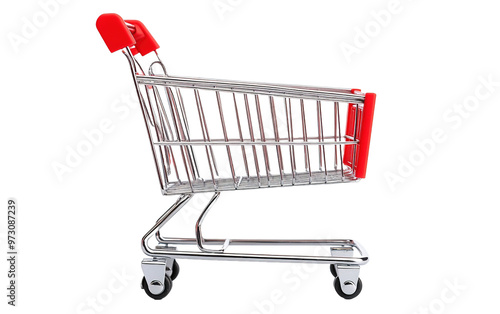 Supermarket shopping cart on transparent background, png 