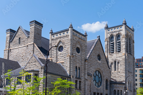 landmark presbyterian church exterior in minneapolis of gothic style architecture