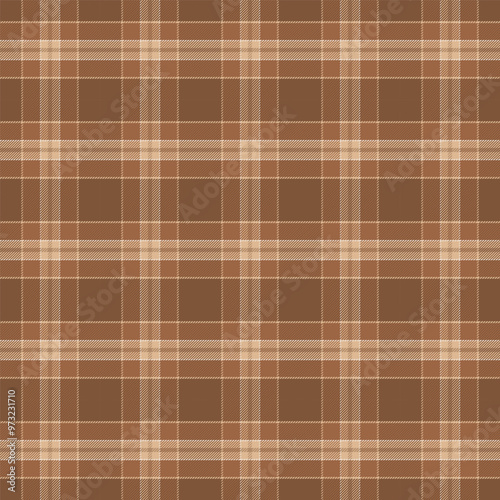 Plaid with twill weave repeat pattern.Gingham seamless pattern in brown.Checkered tartan Geometric graphic vector illustration background design for fabric and print.