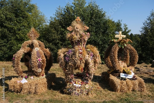 Harvest wreaths on Pomeranian harvest festival 