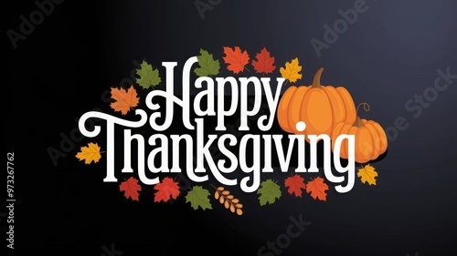 Happy thanksgiving day background with lettering and illustrations. 