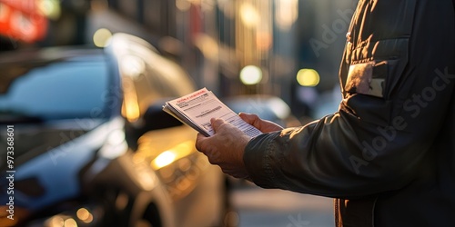 man writing out parking ticket 