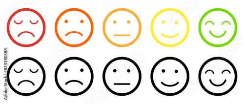 Emoji feedback icon set rating happy neutral sad emoji emotions icons customer satisfaction smiley good bad medium ace reaction colorful servicesymbol sign