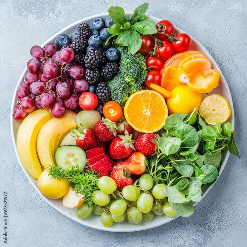 A balanced plate of colorful fruits and vegetables, symbolizing the importance of proper nutrition in maintaining health