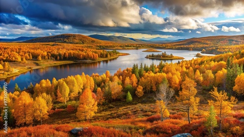 Autumn nature scenery in Apatity, Murmansk region