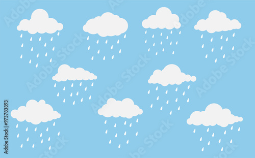 clouds and rain , rainy season, clouds and storm, weather nature background , vector illustration.