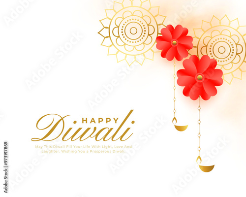 shubh diwali festive white background for social media post