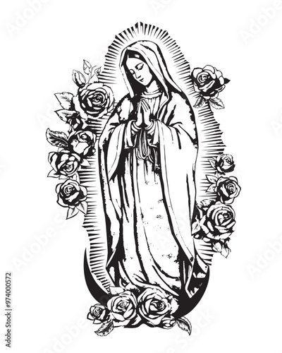 Our Lady of Guadalupe vector Virgin Mary catholic religious Illustration