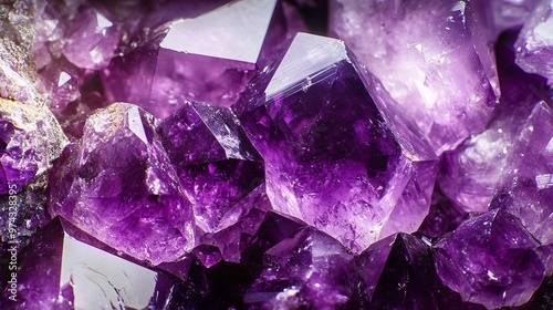 Vibrant amethyst crystals in a close-up, like a glittering purple galaxy.