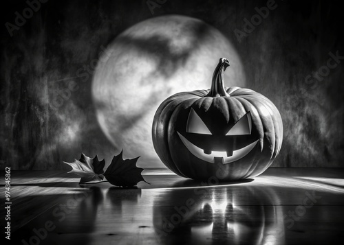 High-contrast black and white Halloween photos with bold shadows and highlights