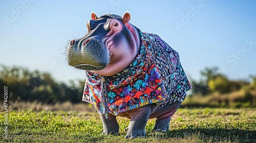 Hippopotamus in a Colorful Coat