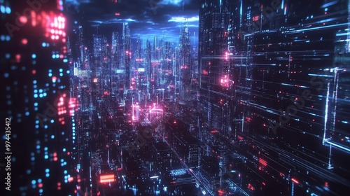 Vibrant Neon Cityscape in the Cyberpunk Era