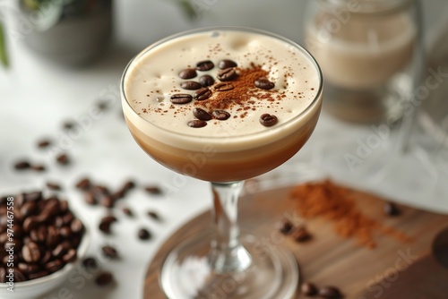 Coffee Cocktail with Cream and Cinnamon