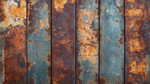 Close-up of rusty metal texture with vibrant colors and intricate patterns, showcasing the beauty of corrosion and weathered decay.