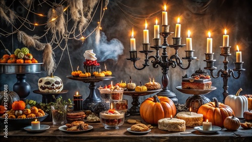 A spooky-ooky gathering features a ghoul-ish buffet, creepy cocktails, and a graveyard of desserts amidst cobweb-covered candelabras and jack-o-lanterns aglow.