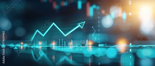 Digital growth trends, a sleek representation of rising market analytics, combines vibrant colors with dynamic data visualizations reflecting investment momentum.