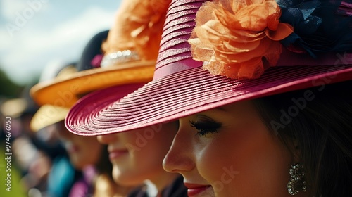 Elegant and Fancy Hats at Horse Race : Generative AI