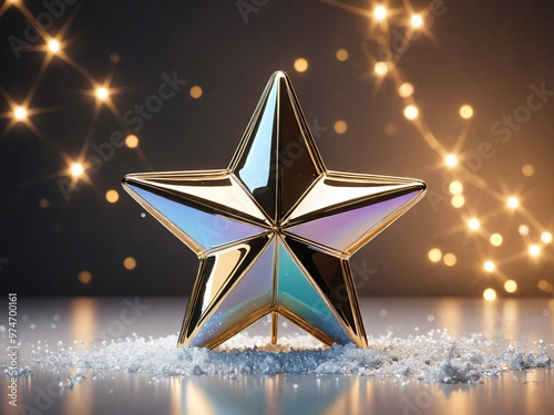 shiny metallic christmas star decoration mood