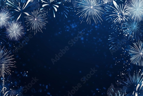 Stunning new year s fireworks display on dark blue background with space for text and advertising