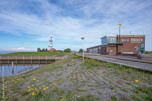 Sluice and Pumping Station in Knock close to Emden,Ems River,East Frisia,Krummhörn,lower Saxony,Germany