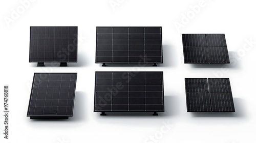 Black solar panel mockup set