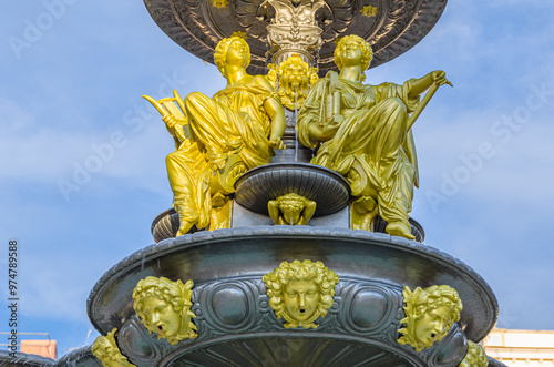 Fountain of the Muses in Huesca, Spain, built in 1885