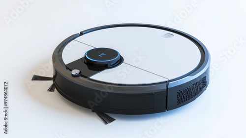 A smart vacuum robot with a docking station, isolate on white background