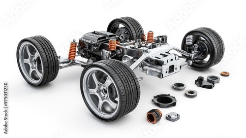 Car Parts 3D Illustration. AI generated illustration