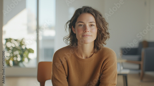 intimate documentary interview setup with the subject speaking thoughtfully into the camera, bathed in natural light. The background should be clean and minimalistic, focusing on t