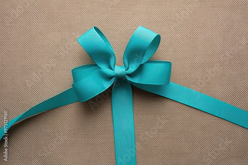 Teal Grosgrain Ribbon with Perfect Bow for Charity Event and Community Gathering on Textured Backdrop