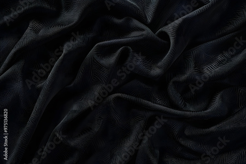 Smooth black fabric background with elegant subtle folds creating a luxurious and graceful design