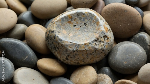 conglomerate stone centered in aesthetic back background