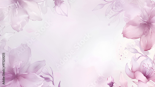 A light purple background with delicate floral patterns along the edges, creating an elegant and soft atmosphere for writing, backdrop for a wedding card, fashion photoshoot, product display