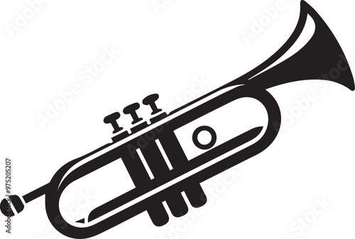 Trumpet silhouette vector, music instrument silhouette, Musical Equipment Silhouette Icon.