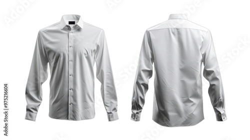 White a shirt with long sleeves mockup on transparent background