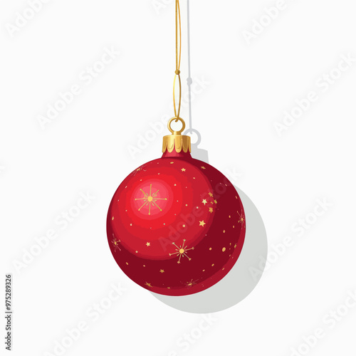 Red Ornament with Gold Stars and Snowflakes 