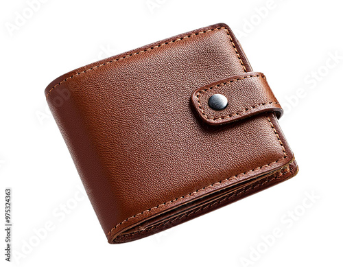 Elegant brown leather wallet showcasing superior craftsmanship and style, perfect for organizing essentials and enhancing your look cut out isolated transparent PNG