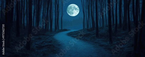 A moonlit path in a forest, leading to nowhere, aimlessness, lost in life s journey