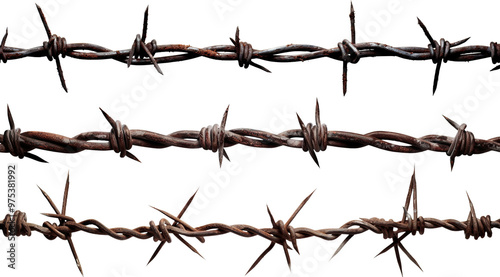 Set of barbed wires, cut out