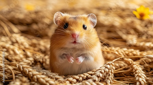 hamster on wheat