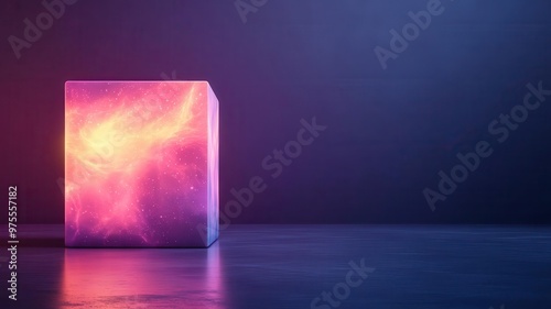 Bioluminescent box, pulsating with organic light, alien appearance, 3D illustration