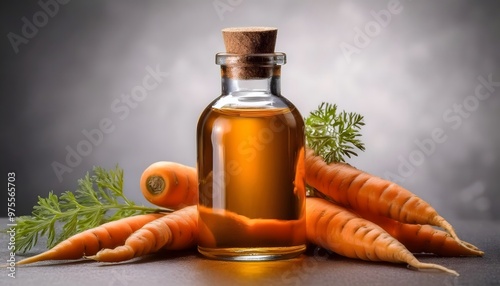 Carrot Seed Oil in a Clear Glass Bottle