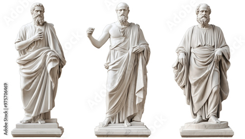 marble statue philosophers isolated on transparent background 