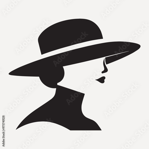 Elegant silhouette woman hat