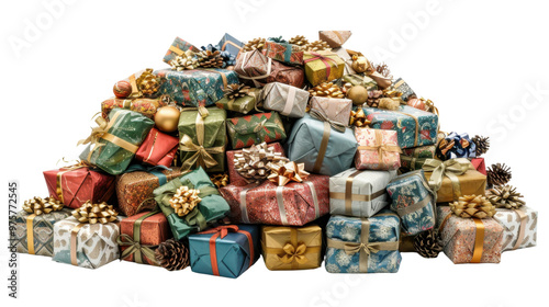 Border of gifts, presents Christmas on transparent background