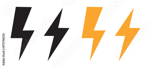 Thunder bolt flash icon, yellow flash lightning bolt icon - Electric power icon symbol - Power energy icon sign. vector illustration.