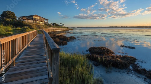 beachside boardwalk for scenic coastal strolls summer travel destination along ocean path offering relaxation nature trail exploration horizon views tranquil spot by the seaside